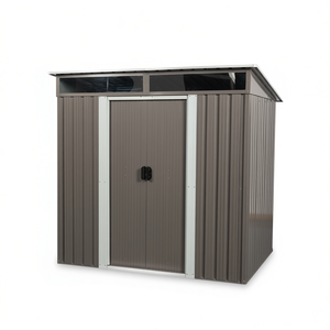 Caseta de Almacenamiento Metálica para Exteriores de 6 pies x 5 pies, Diseño de Acero Galvanizado con Placa Transparente para Organización del Jardín - Product Image 1