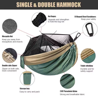 Hamac de camping pliable portable Feistel 210T en nylon pour 2 personnes avec moustiquaire
