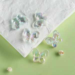 Perles acryliques en forme de papillon, 22mm, thème sirène transparent, pour la fabrication de bijoux, accessoires en résine DIY - Product Image 1