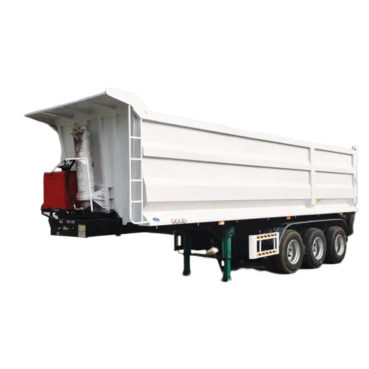 Reboque de três eixos para carga pesada, semi-reboque de caminhão basculante hidráulico lateral de 60 a 80 toneladas, semi-reboque de carga