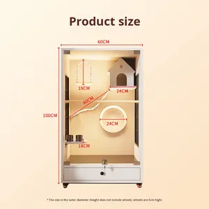 Muhabbet Kuşu Kakadu Kuş Kafesi Şakayık Ekstra Büyük Lüks Villa Ahşap Cam Sıçrama Önleyici Kaçış Engelleyici Tasarım Dikdörtgen Cam Kapı - Product Image 5