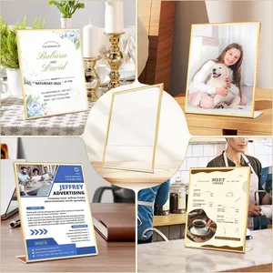 Hiện đại vàng-lưỡi Acrylic Bảng thẻ hiển thị đứng <span class=keywords><strong>plexiglass</strong></span> hình chữ L quảng cáo rượu vang dấu hiệu trong suốt Bảng thẻ - Product Image 4