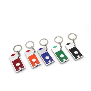 Kunden spezifisches Logo Mini LED Schlüssel bund Licht mit Münz halter Werbe karabiner