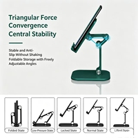 Support de téléphone et tablette réglable en plastique, support de bureau pliable stable en forme de triangle