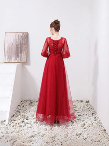 <span class=keywords><strong>Printemps</strong></span> Nouveau Long Mince Femmes <span class=keywords><strong>Mariage</strong></span> Retour Soirée Femme Rouge Robes De Mariée - Product Image 6