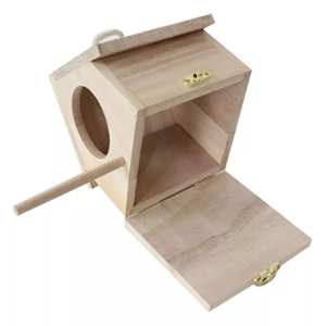 בית ציפורים קטן מעץ מלא של JX עם פנים מרווח, פתיחת צד, וסולם עץ לישיבה - Product Image 3
