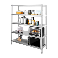 Estantería Comercial de Acero Inoxidable 304 de 4 Niveles con Altura de Estante Ajustable para Almacenamiento en la Cocina