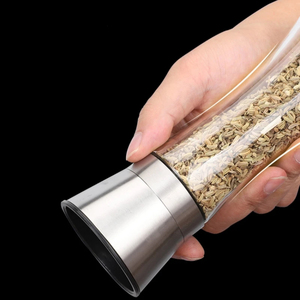 Wholesale 180/200ML Ceramic PC Black Pepper Stainless Steel Manual Spice Glass Salt <b>Mill</b> Machine for Household Use - Product Image 3