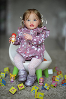 NPK 24 pulgadas bebé recién nacido Niño muñeca Reborn Lottie princesa niña realista tacto suave 3D piel arte muñeca con pelo de raíz de mano