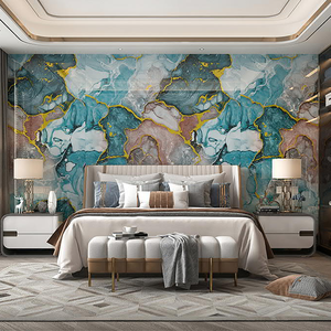 3D PVC High Gloss Vinyl Peel and Stick Wallpapers Simulated Marble Wallpaper <strong>Tile</strong> <strong>Stickers</strong> for Household Wall Panels - Product Image 2