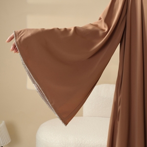 عباءة نسائية إسلامية محتشمة مستقيمة، طقم من ثلاث قطع، رداء صلاة إسلامي مفتوح من الأمام، كارديجان طويل منسدل على شكل كيمونو - Product Image 6