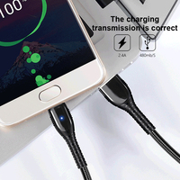 2024 vente chaude câble usb type-c port 2.4A charge rapide avec lumière pour android pour téléphone portable