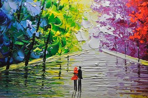 <span class=keywords><strong>Peinture</strong></span> à l'huile abstraite de <span class=keywords><strong>paysage</strong></span> forestier, couple <span class=keywords><strong>romantique</strong></span>, art texturé au couteau à palette, forêts colorées, <span class=keywords><strong>peinture</strong></span> acrylique sur toile - Product Image 5