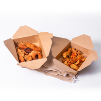 Caja de comida para llevar de papel kraft impresa personalizada, caja para pollo frito, contenedor desechable para envasado de alimentos