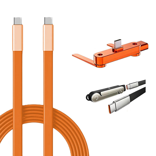 2-in-1 Invisible Holder Charger Cable 240W Fast Charging Stand Data Cables Type C to Type C Cable for Gaming Smartphones Tablets