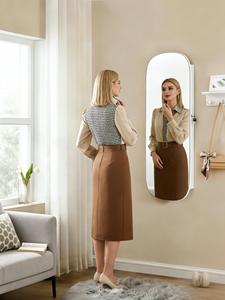 Organisateur de rangement blanc arqué avec panneau frontal réfléchissant, à suspendre au mur, avec verrou de sécurité enfant, pour produits de beauté - Product Image 3