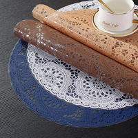 Vente en gros de tapis de table rond classique écologique en PVC, set de table en dentelle, décorations pour la maison, passe au lave-vaisselle, coloré