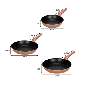Modern Copper Ceramic Non-Stick Fry Pan <b>Set</b> 3-Piece Aluminum Base Bakelite Handle <b>Induction</b> Compatible Glass Cover <b>Cookware</b> - Product Image 5
