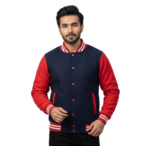 Chaqueta Varsity de Invierno para Hombre, de Cuero Genuino y Lana Banu Tejida, Hecha a Mano, Estilo Universitario, con Letras Bordadas, al Mejor Precio - Product Image 1