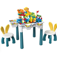 Mesa de Bloques de Construcción Yuglow para Niños, Bloques Grandes, Juguete Educativo, Mesa Multifuncional de Aprendizaje y Juego para Bebés