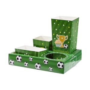 Kit de fournitures pour fête de football vert avec plateaux à collation en papier, boîtes à popcorn et porte-sucreries pour la décoration de la fête de visionnage du match et les cadeaux - Product Image 5