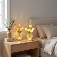 Lampe de chevet Tulipe, lumière d'ambiance de luxe décorative, disponible en plusieurs couleurs, lampe de table pour chambre à coucher, lampe de chevet de style européen, lumière d'ambiance en cristal, cadeau