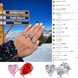 Dylam Instagram Trendy Heart Smile Shaped Open 925 <b>Sterling</b> <b>Silver</b> Diamond 5A Zircon <b>Adjustable</b> Engagement Wedding <b>Rings</b> - Product Image 2