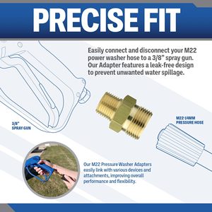 อะแดปเตอร์ทองเหลือง Stm ขนาด 3/8 Npt เป็นเกลียวตัวผู้ M22 14 มม. สำหรับเครื่องฉีดน้ำแรงดันสูง ล้างรถ - Product Image 3