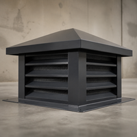 Capot de ventilation carré en aluminium et acier inoxydable résistant aux intempéries avec persiennes, capot d'évacuation naturel, économie d'énergie, ventilation