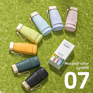 Venta al por mayor 19 "Mini UV impreso paraguas de doble uso lluvia y sol 6 huesos plano 5 pliegues bolsillo regalo para mujeres Control Manual adultos - Product Image 4