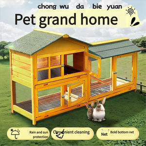 Villa Grande a Due Piani in Legno Massello da Esterno per Conigli con Chiusura a Bottone Gabbia da Allevamento per Piccoli Animali per Nido da Asilo - Product Image 3