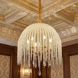 Good Quality Crystal Material Size Shape Customized Hanging Indoor Living Room Pendant Modern Chandelier Ceiling Light