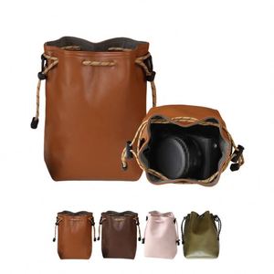 Customized Logo DSLR <b>Camera</b> <b>Bag</b> Waterproof PU Leather Drawstring Sling Pouch with Strap - Product Image 1