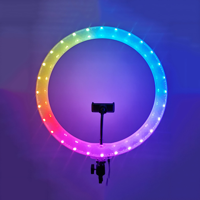 Popular Adjustable Running Colorful Phone Holder Led Video Lamp Makeup Live Stream 10 Inch Crystal Portable Ring Light