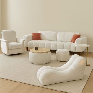 Ensemble de meubles de salon modernes en tissu avec rangement, canapé confortable, fauteuil et table basse pour appartement - Product Image 2