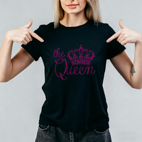 Nouvelle Couronne de Reine Personnalisée – Transfert Thermocollant en Strass pour Vêtements et T-shirts