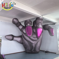 Main de squelette gonflable géante pour Halloween avec ongles violets, accessoires pour maison hantée, décoration pour fête et festival