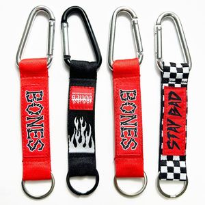 Personalized Carabiner Fabric Embroidered Jacquard <b>Custom</b> Logo Brand Nylon Woven Keychain Short Wrist <b>Key</b> Lanyard - Product Image 4