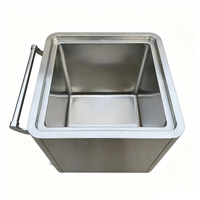 Chariot de stockage mobile en acier inoxydable pour farine et aliments secs avec couvercle et roues – Conteneur commercial pour ingrédients de boulangerie