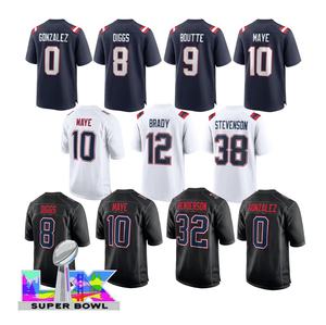 เสื้อฟุตบอลอเมริกันปักลาย Drake Maye 12 Brady รุ่นใหม่ ซีซั่น 10 แขนสั้น ไซส์พลัส - Product Image 1