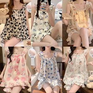 Pyjama <span class=keywords><strong>Bulle</strong></span> Plissé YB Direct Sales pour Femme – Idéal Été avec Coussinets de Poitrine Intégrés – Tenue d'Intérieur Douce et Confortable sans Soutien-Gorge - Product Image 2