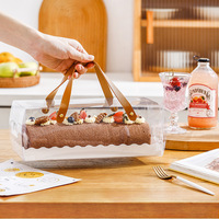 Boîte d'emballage rectangulaire pour gâteau roulé suisse avec poignée