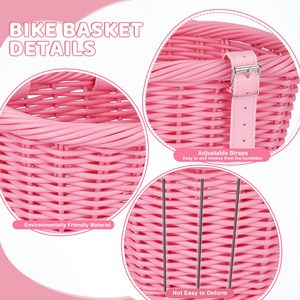 Cestino <span class=keywords><strong>per</strong></span> Bicicletta in Vimini, Cestino Anteriore Pieghevole a Sgancio Rapido, Robusta Borsa Portaoggetti in Plastica Fatta a Mano <span class=keywords><strong>per</strong></span> Bambini - Product Image 4