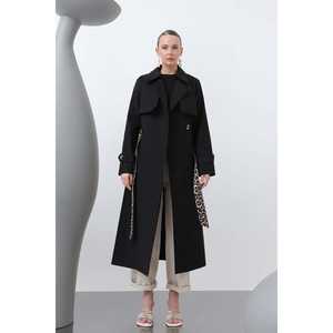 Gabardina Elegante para Mujer, Manga Larga, Tejida, Resistente al Viento, Color Camel, para Otoño - Product Image 3