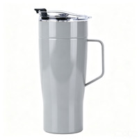 Mug de voyage isotherme classique 40 oz avec poignée en acier et couvercle transparent à dôme coulissant pour adultes – Idéal pour la rentrée scolaire, les activités chaudes, le camping et la plage