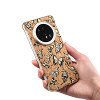 Étui de téléphone magnétique Denior ODM avec cadre doré clair, en liège imprimé, compatible avec la charge sans fil pour la série Mate 70/60