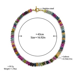 Bohem Çok Renkli Doğal Taş Boncuklu Kolye Su Geçirmez Paslanmaz Çelik OT Tokalı DIY Abaküs Boncuklu Kolye Kadınlar İçin - Product Image 5