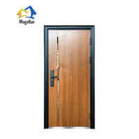 Prix d'usine direct Magellan Revêtement en poudre Portes en acier à transfert de chaleur Porte d'entrée de sécurité de 5cm 7cm d'épaisseur pour l'exportation