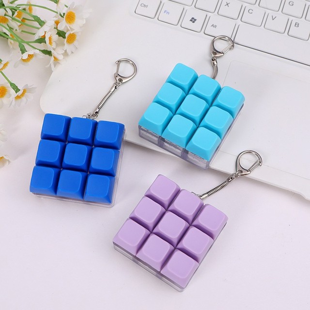 Keyboard Fidget Toy LED Light Mechanical Keycap Stress Relief Clicker Everyday Carry Keychain Decompression Toy