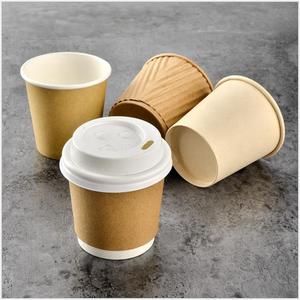 Taza de <span class=keywords><strong>café</strong></span> con grabado Biodegradable, vaso de papel Pla de impresión desechable con tapa, venta al por mayor - Product Image 3